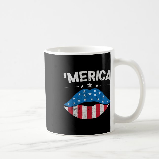 Patriotic US Amerika Flag Lips 4. Juli Merica Kaffeetasse (Rechts)