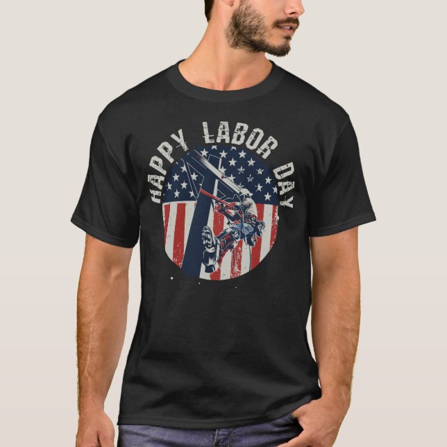 Patriotic US-amerikanische Flagge Lineman Worker-K T-Shirt (Vorderseite)