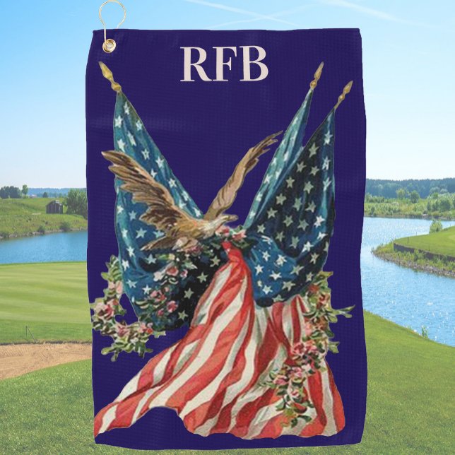 Patriotic US Flag And Bald Eagle American Flag Golfhandtuch (Von Creator hochgeladen)