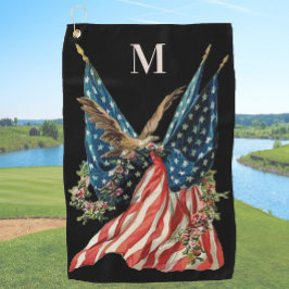 Patriotic US Flag And Eagle American Flag Golfhandtuch