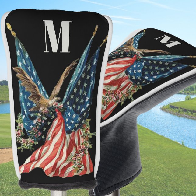 Patriotic US Flag And Eagle Custom Monogram Golf Headcover (Von Creator hochgeladen)