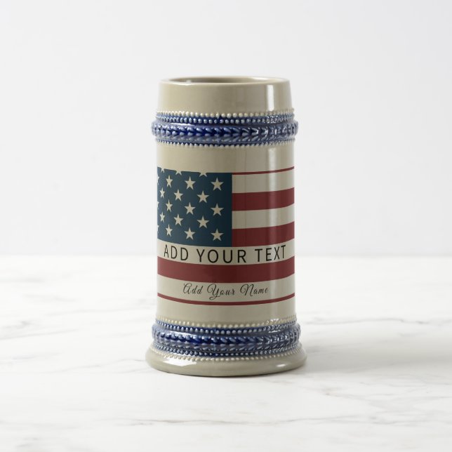Patriotic US Flag Custom Text Name  Bierglas (Mittel)