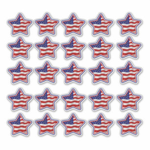 Patriotic US Flag Star Shaped Vinyl Stickers Aufkleber