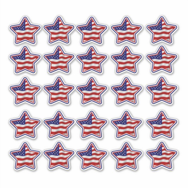 Patriotic US Flag Star Shaped Vinyl Stickers Aufkleber (Vorderseite)