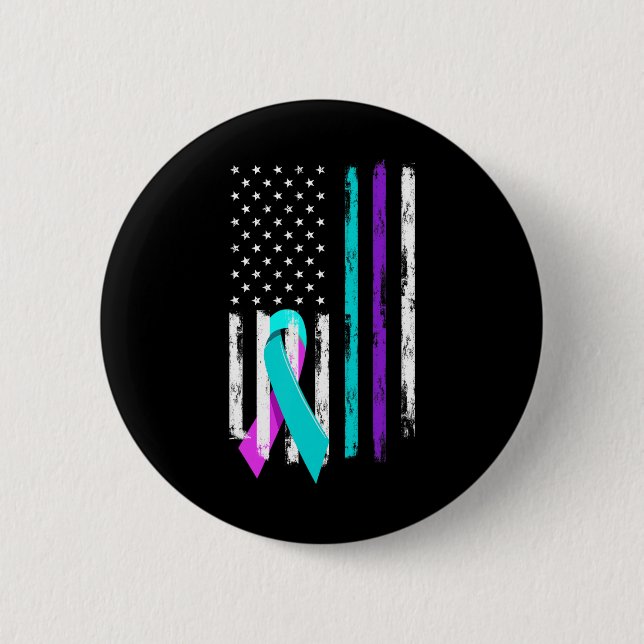 Patriotic US Flag Support Suizid Prevention Aware Button (Vorderseite)