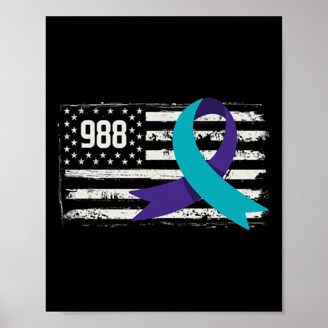 Patriotic US Flag Support Suizid Prevention Aware Poster (Vorne)