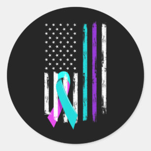 Patriotic US Flag Support Suizid Prevention Aware Runder Aufkleber