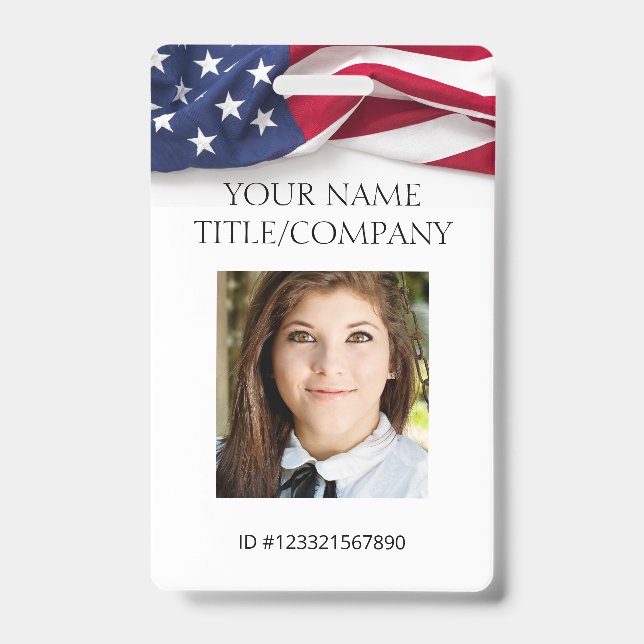 PATRIOTIC US-Flag Template Mitarbeiter Foto ID Ausweis (Vorderseite)