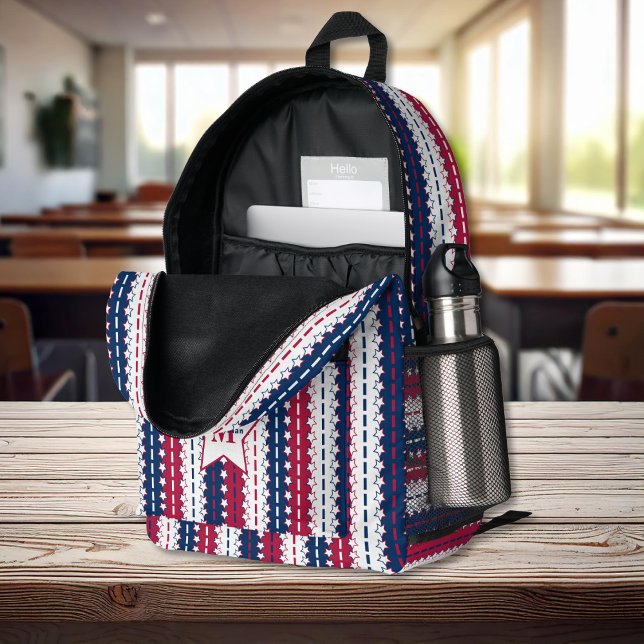 Patriotic - US Flagge - Red White Blue Bedruckter Rucksack (Patriotic - Stars and stripes - Red White Blue Printed Backpack - by Leapfroglisics Shop)