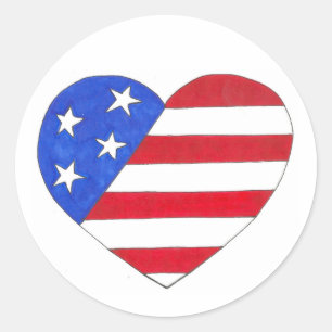 Patriotic USA 4. Juli American Flag Heart Liebe Runder Aufkleber