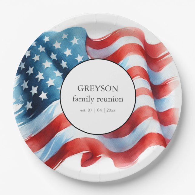 Patriotic USA 4. Juli Tischdekorationen Pappteller (Vorderseite)