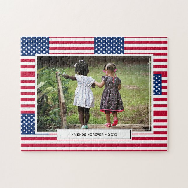 Patriotic USA AMERICAN Flag Foto Puzzle (Horizontal)