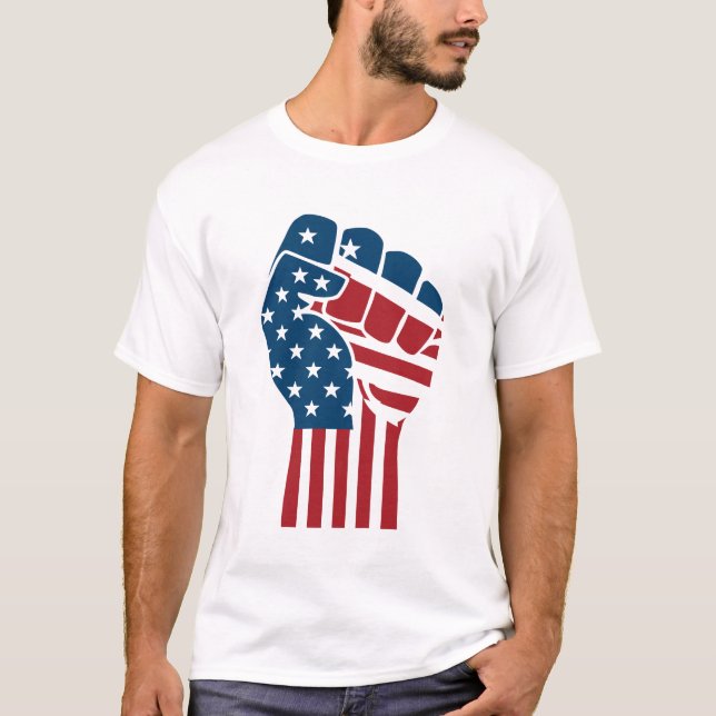 Patriotic USA American Flag Hand Protest Design T-Shirt (Vorderseite)