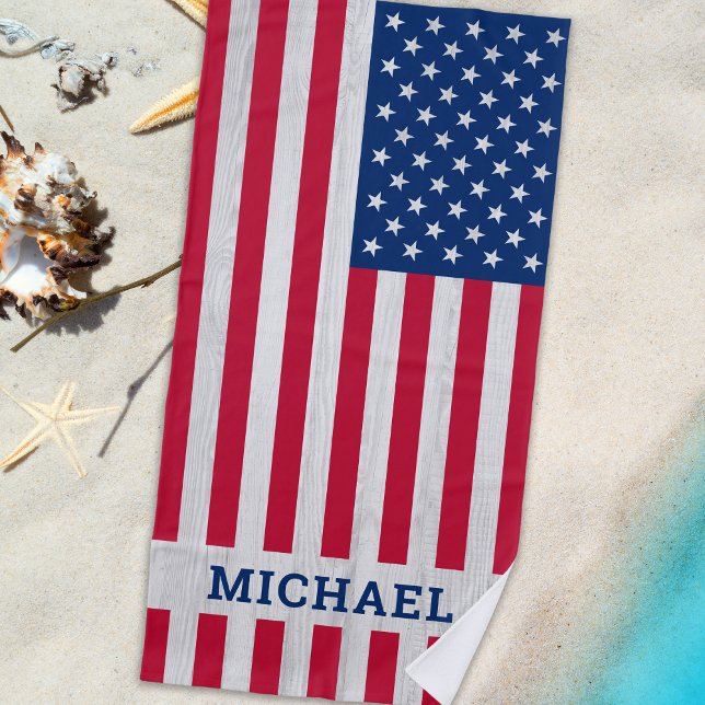 Patriotic USA American Flag Personalisiert Strandtuch (Von Creator hochgeladen)