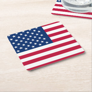 Patriotic USA American Flag Red White and Blue Rechteckiger Pappuntersetzer