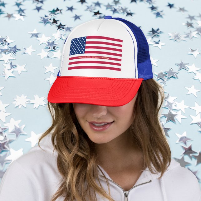 Patriotic USA American Flag Stars Stripes Red Blue Truckerkappe (Patriotic USA American Flag Stars Stripes Red Blue Trucker Hat)