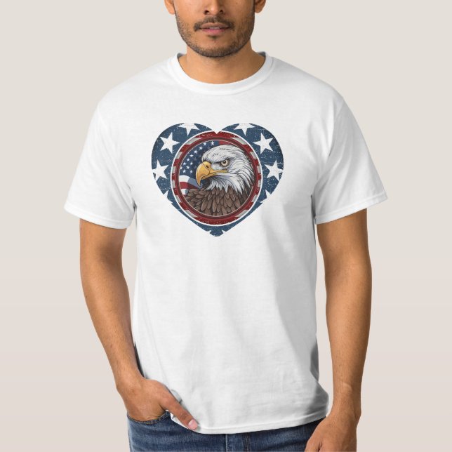 Patriotic USA Bald Eagle T-Shirt (Vorderseite)
