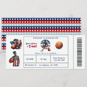 Patriotic USA Basketball Ticket Geburtstagsparty Einladung