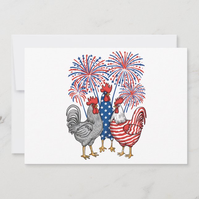 Patriotic USA Chicken USA Hen 4. Juli Einladung (Vorderseite)