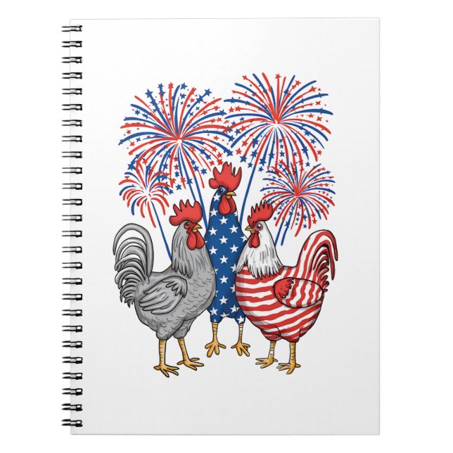 Patriotic USA Chicken USA Hen 4. Juli Notizblock (Vorderseite)