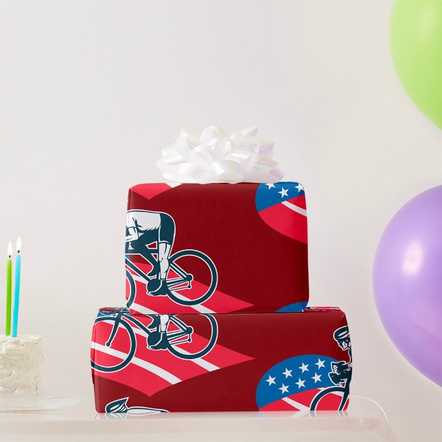 Patriotic USA Cycling American Flag Bike Rider Geschenkpapier (Von Creator hochgeladen)