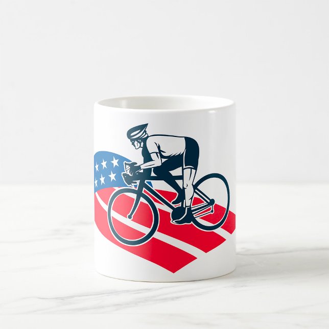 Patriotic USA Cycling American Flag Bike Rider Kaffeetasse (Von Creator hochgeladen)