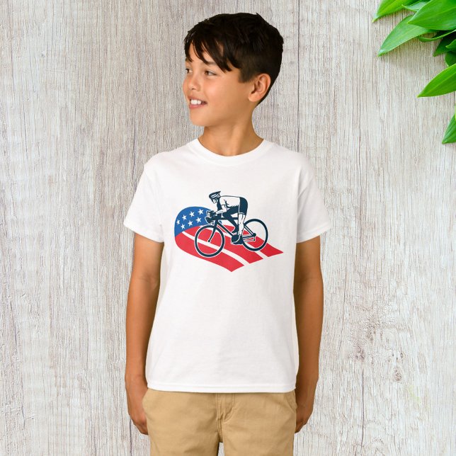 Patriotic USA Cycling American Flag Bike Rider T-Shirt (Von Creator hochgeladen)
