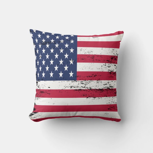 Patriotic USA Distressed Design Style Flag Kissen (Vorderseite)