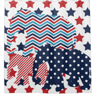 Patriotic USA Elephant Trio Duschvorhang