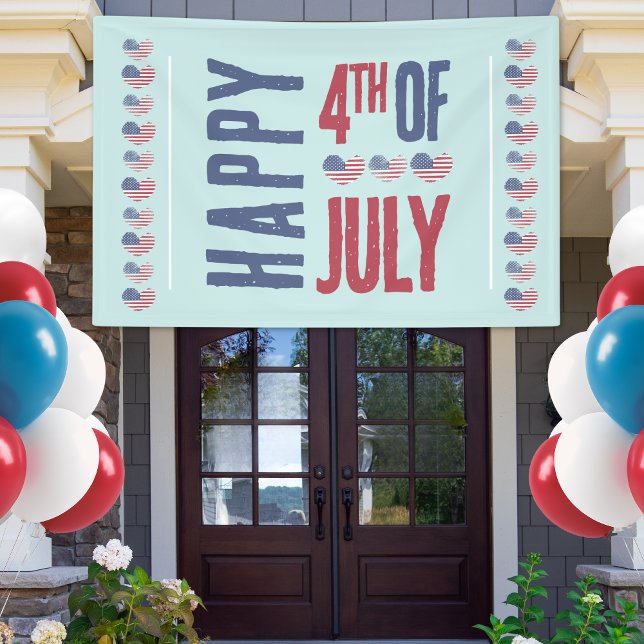 Patriotic USA Flag 4. Juli Banner (Cute Patriotic USA American Flag Heart 4th Of July Banner)