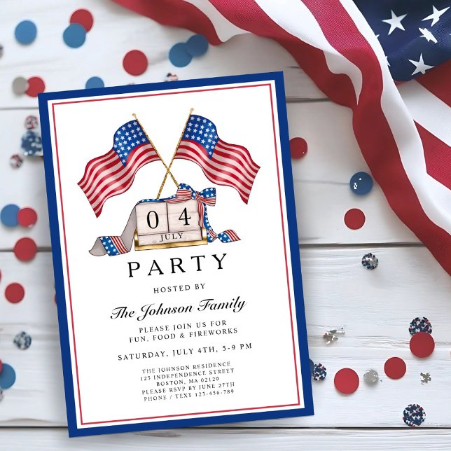 Patriotic USA Flag 4. Juli Einladung (Patriotic USA Flag 4th Of July Invitation)
