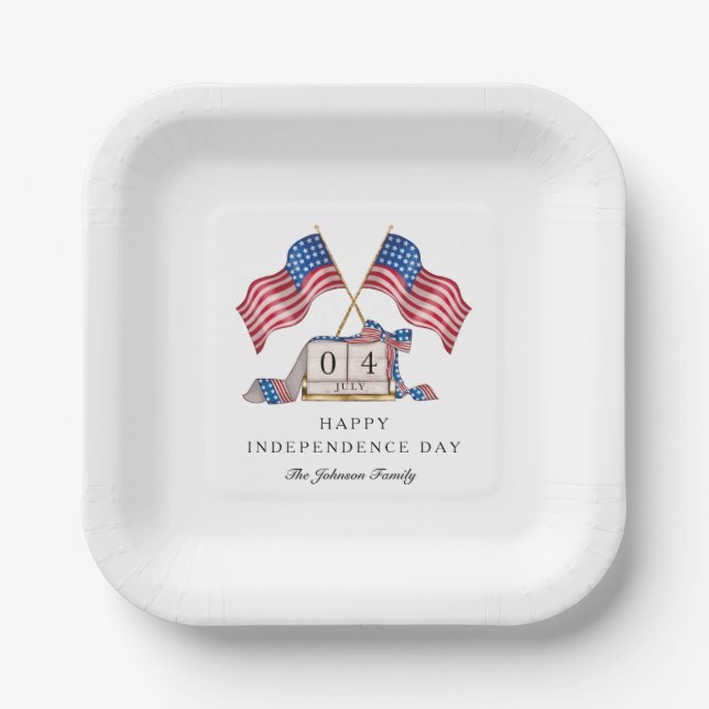 Patriotic USA Flag 4. Juli Pappteller (Vorderseite)