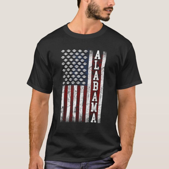 Patriotic USA Flag Alabama Football Season Party M T-Shirt (Vorderseite)