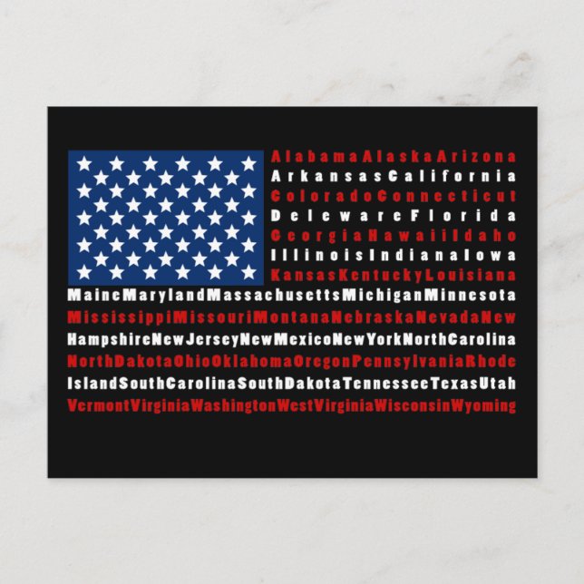Patriotic USA Flag alle 50 Staaten Postkarte (Vorderseite)