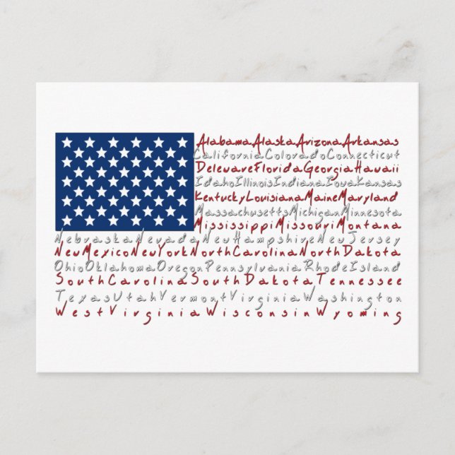Patriotic USA Flag alle 50 Staaten Postkarte (Vorderseite)