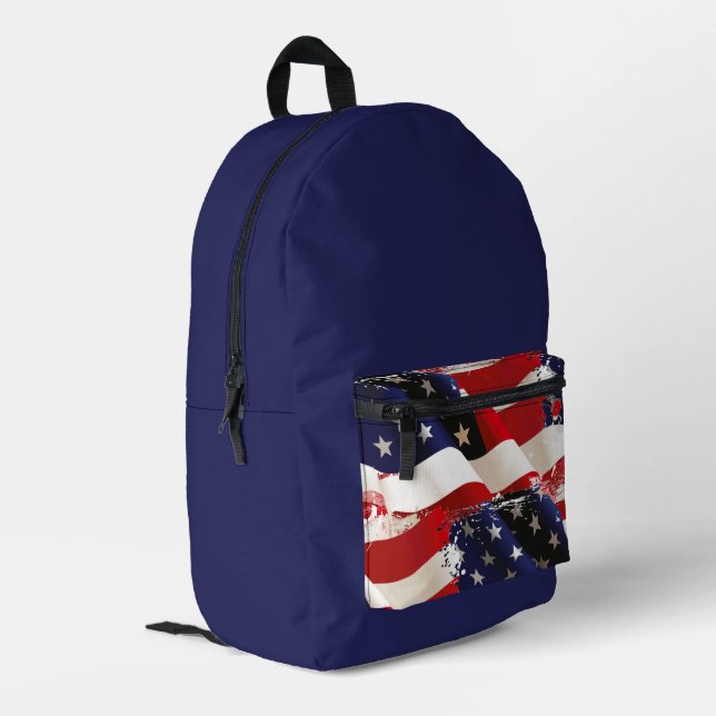Patriotic USA Flag Backpack Bedruckter Rucksack (Rückseitige Ecke links)