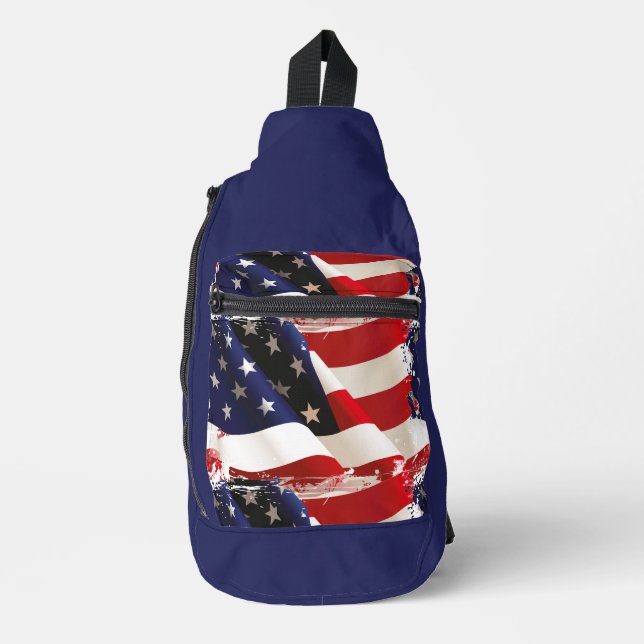 Patriotic USA Flag Backpack Crossbody Bag (Vorderseite)