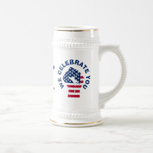 Patriotic USA Flag CELEBRATE BEST VATER EVER Bierglas
