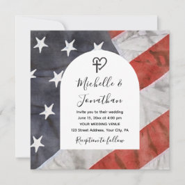 Patriotic USA Flag Christliche Cross Bible Wedding Einladung