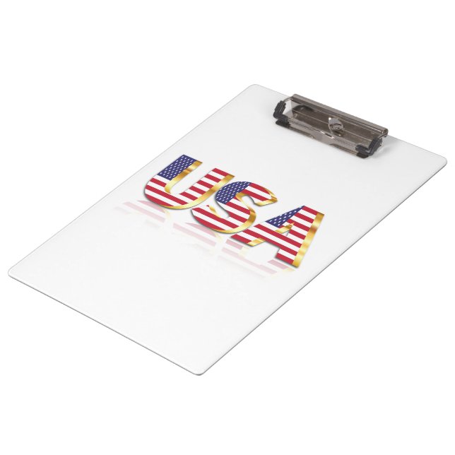 Patriotic USA Flag Clipboard Klemmbrett (Schrägansicht)