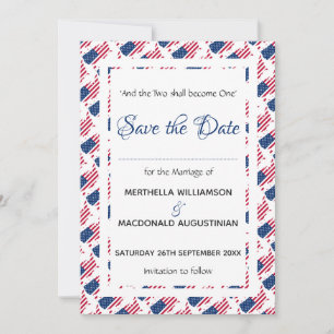 Patriotic USA FLAG Customized Scripting American Save The Date