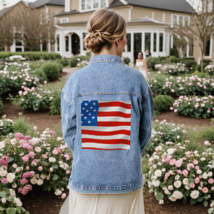 PATRIOTIC USA FLAG DENIM JACKET JEANSJACKE