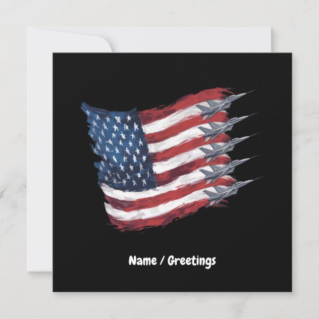 Patriotic USA Flag Fighter Jets 4. Juli Einladung (Vorderseite)