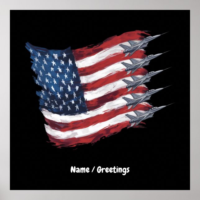Patriotic USA Flag Fighter Jets 4. Juli Poster (Vorne)