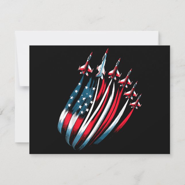 Patriotic USA Flag Fighter Jets Boys 4. Juli Einladung (Vorderseite)