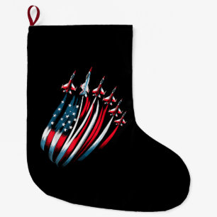 Patriotic USA Flag Fighter Jets Boys 4. Juli Großer Weihnachtsstrumpf
