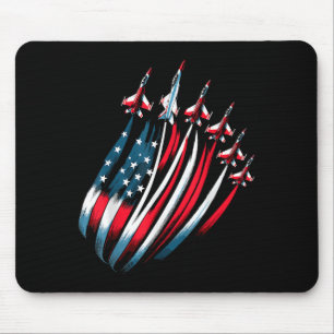 Patriotic USA Flag Fighter Jets Boys 4. Juli Mousepad