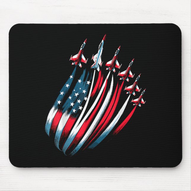 Patriotic USA Flag Fighter Jets Boys 4. Juli Mousepad (Vorne)