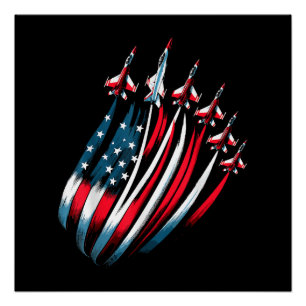 Patriotic USA Flag Fighter Jets Boys 4. Juli Poster
