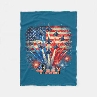 Patriotic Usa Flag Fighter Jets Illustration Fleecedecke